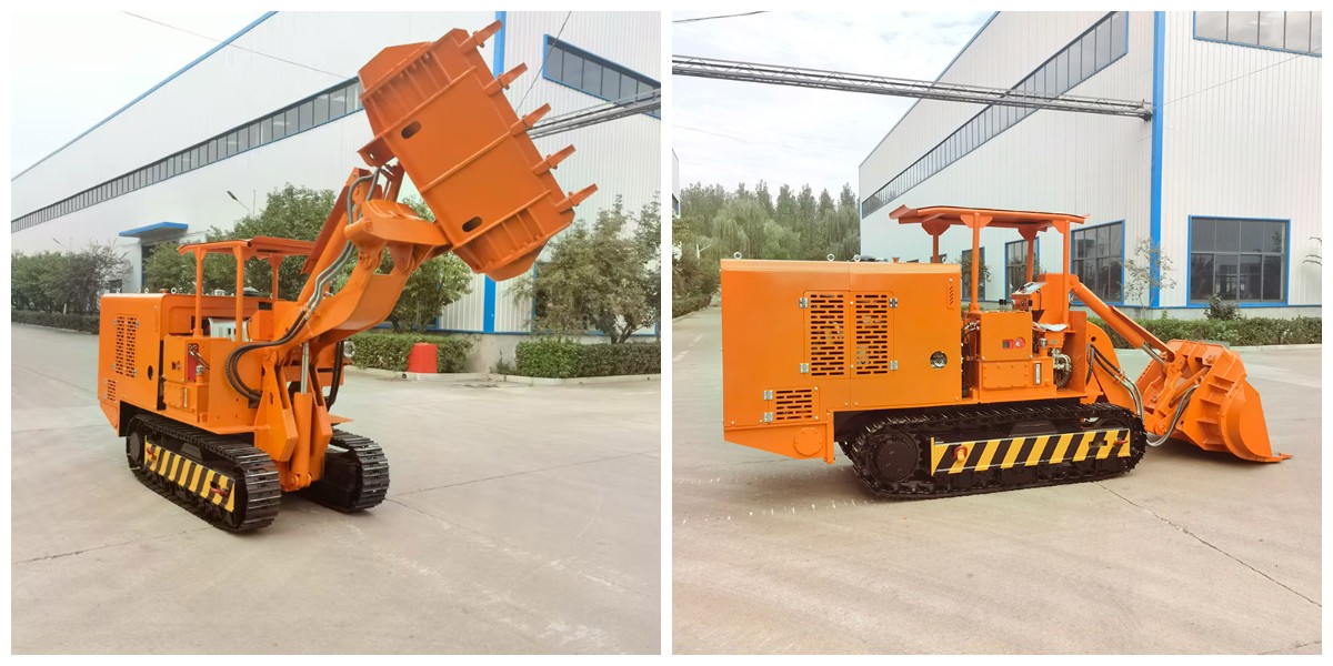 Carregador de rochas para descarga lateral em mina de carvão. jpg