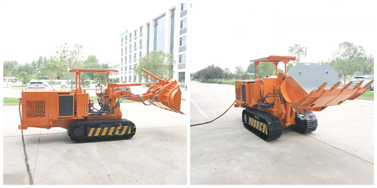 Carregador de rochas para descarga lateral de mineração